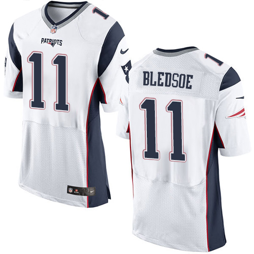 Men's Elite Drew Bledsoe Nike Jersey White Road - #11 NFL New England Patriots